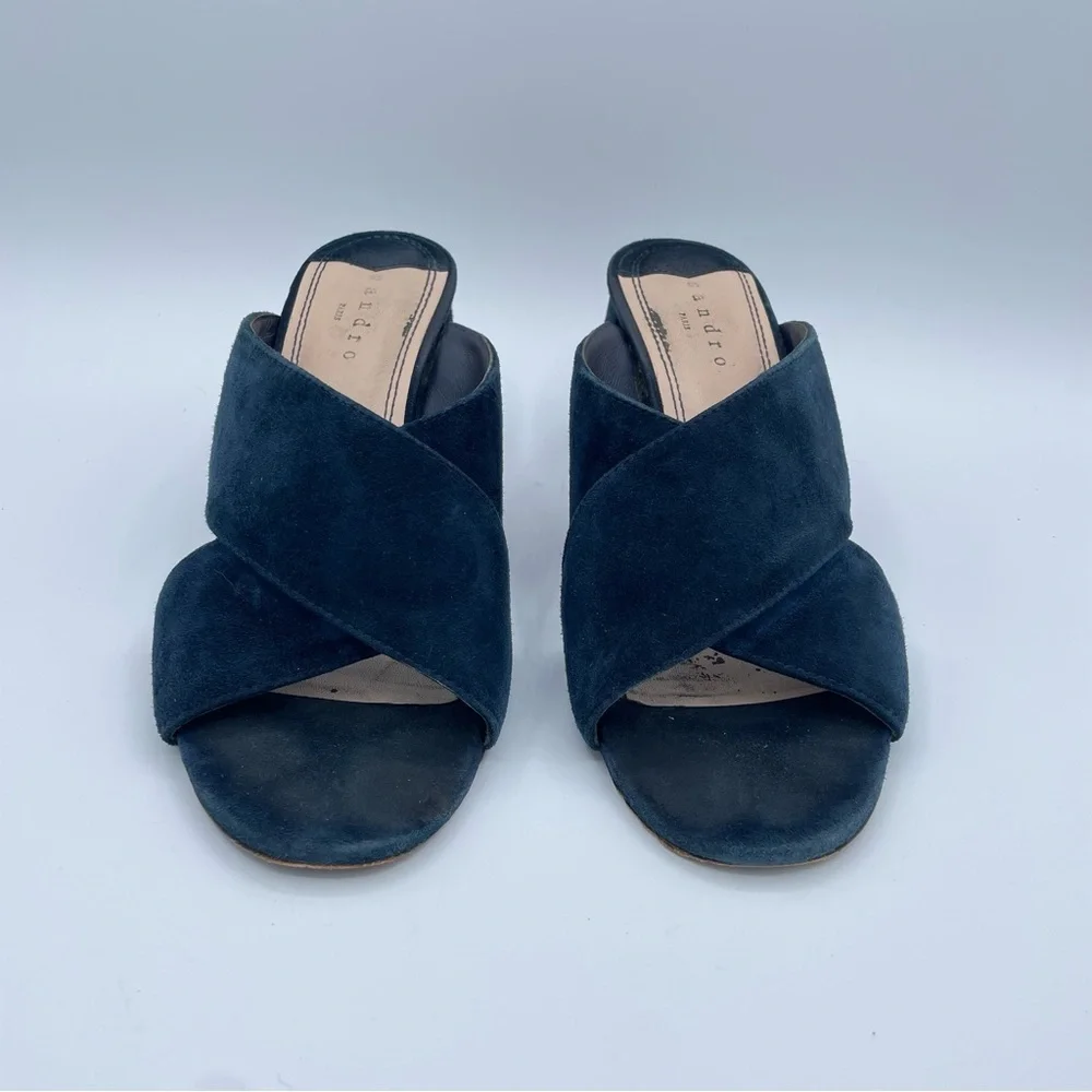Sandro Star Studded Suede Sandals Shoes 40 Blue
